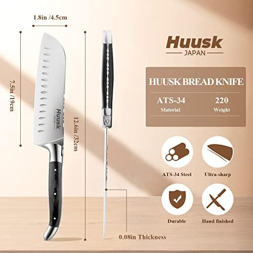 Huusk Japan Pacote de faca com faca chef de aço de alto carbono para uso em casa e restaurante