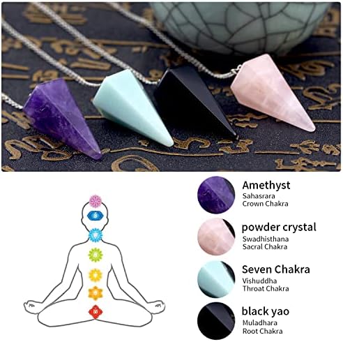 Pêndulo de cristal obsidiano para curar a adivinhação da meditação de desdobramentos, pedra natural precisa e poderosa