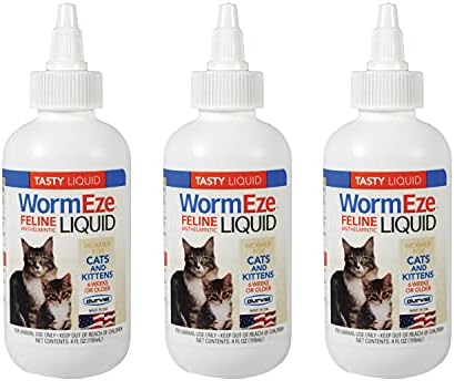 N/1 Cat Dewormer, Durvet Wormze Feline Liquid Wormer para gatos e gatinhos 4oz, Wormer de gato para todos os vermes,
