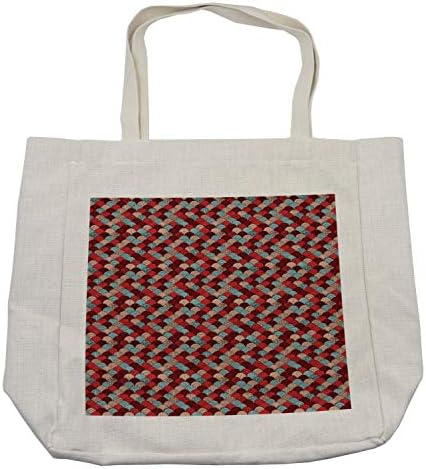 Bolsa de compras abstrata de Ambesonne, ondas ornamentais escalam o padrão com elementos de design desenhados à mão ilustração