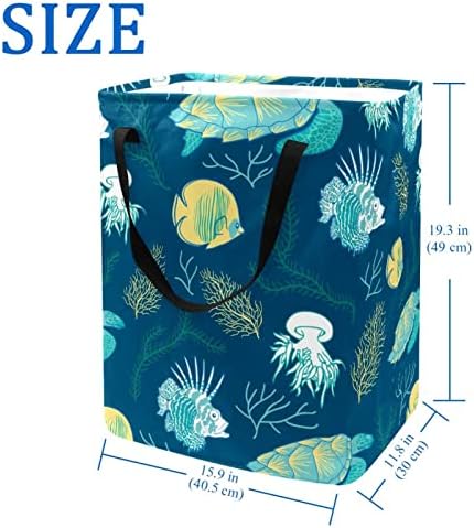 Sublifes Peixes Tartaruga e corais Prinha cesto de lavanderia dobrável, cestas de lavanderia à prova d'água 60L Lavagem