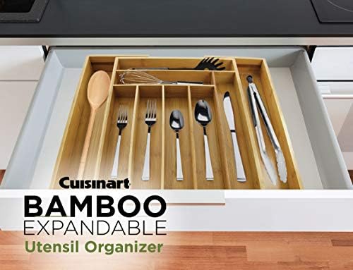 Cuisinart 9 Compartimento Organizador de utensílios de bambu ajustável-ideal para manter o material de cozinha e talheres organizados-bandeja