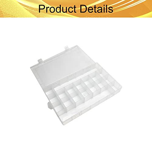 Caixa de organizador de plástico transparente de Juvielich, 28 grades caixa de jóias de contêineres de armazenamento ajustável