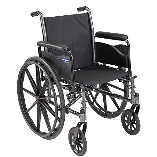 Cadeira de rodas SX5 Invacare Tracer para adultos | Dobragem diária | Assento de 18 polegadas | Braços cheios, veia preta/prata