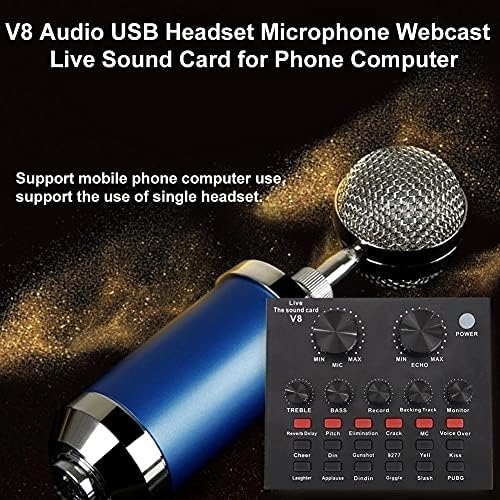 LMMDDP V8 Áudio USB Cartão de som externo Headset Microfone Webcast Streamer Personal Transmissão ao vivo para PC Phone Computer