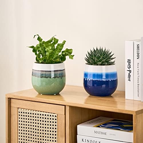 Vasos de flores para plantas internas, vasos de plantas de cerâmica chralji, vasos de 5 polegadas para plantas com orifício de drenagem