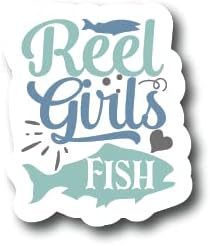 Reel Girls Fish | Pesca | Ótima ideia de presente | adesivo de decalque | 2 pacote | adesivos de 5 polegadas | S10907