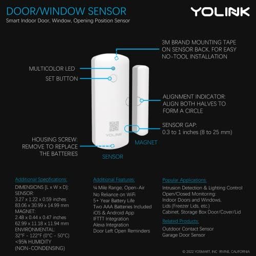 Yolink Smart Home Starter Kit: Mini do plugue inteligente, alarme da sirene, sensor de vazamento de água, sensor de movimento, sensor de temperatura/umidade, sensores de porta/janela e cubo