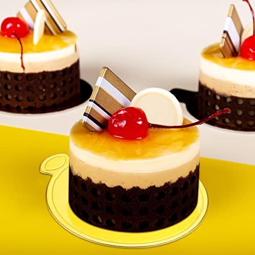 Veemoon 200pcs Mini Round Golden Golden Cardboard & Square Cake Sobremesa Bandeja de exibição, Cheesecake Board Cupcakes