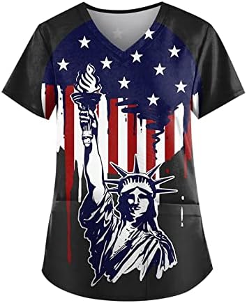 Blouses de tamanho grande para mulheres, mulheres tops Independence Day camise