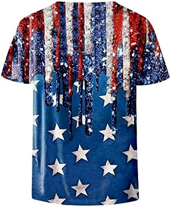 4 de julho, camisetas femininas T Tops de manga curta American Flag Stars and Stripes Print Camisa Vintage Tees Graphic