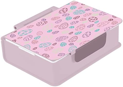 Kigai Easter Oggs Recipiente de lancheira rosa 1000ml Bento Caixa com bobs de colher 3 Compartamentos Recipientes de armazenamento