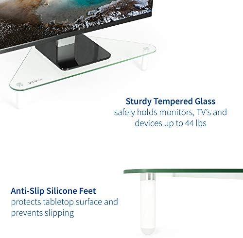 Riser de mesa ergonômica de vidro vidro, Triângulo Universal Corner Stand para Monitor de Computador TV LED LCD, monitor, laptop,