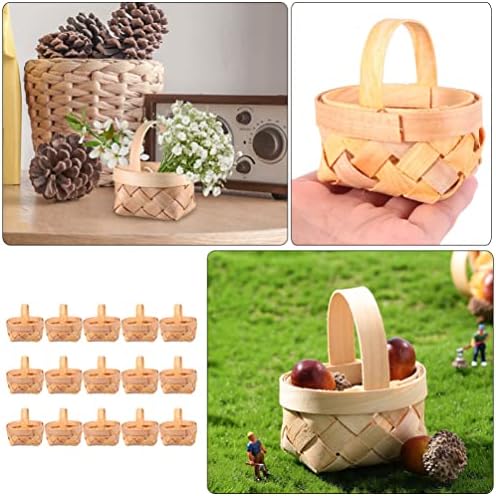 YARNOW 15pcs miniature cestas de tecido com alças pequenas cestas de festas de festa minúsculas cestas de doce para festas de casamento artesanato