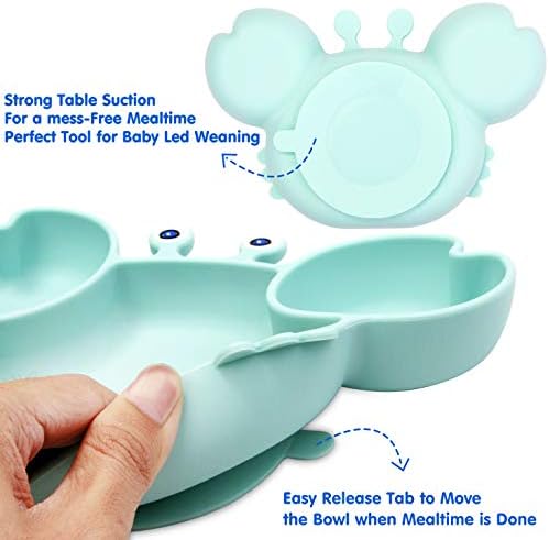 Conjunto de utensílios de mesa de alimentação de bebê de silicone, inclui prato de sucção para bebês, copo de criança, 2 sets de garfos e colheres, 6 PCs alimentando suprimentos para utensílios de treinamento para auto -alimentação