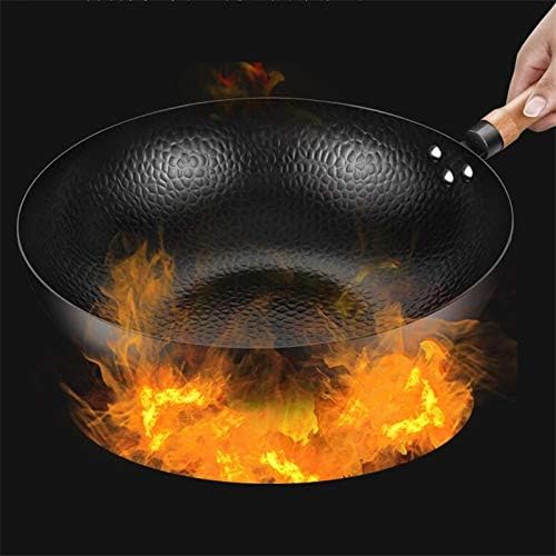 Shypt chinês panela de ferro doméstico tradicional handmade wok indução panela não revestida sem revestimento panela wok panela