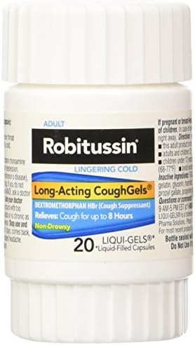 Robitussin adulto túmulo de ação prolongada, supressor de tosse sem drowsy, 8 horas, cápsulas de gels-liji-géis