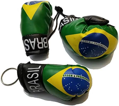 Bunfires 2 PCs Brasil Flag Mini Banner luvas de boxe espelho de vista traseira e o logotipo da bandeira da cadeia -chave