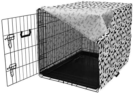 Capa de caixa de caixas de cães de Ambesonne Dachshund, padrão repetitivo com estampa de cães de raça longa do tronco de estilo de