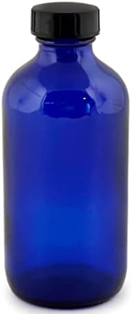 Vivaplex, 12, azul cobalto, garrafas de vidro de 8 onças, com tampas