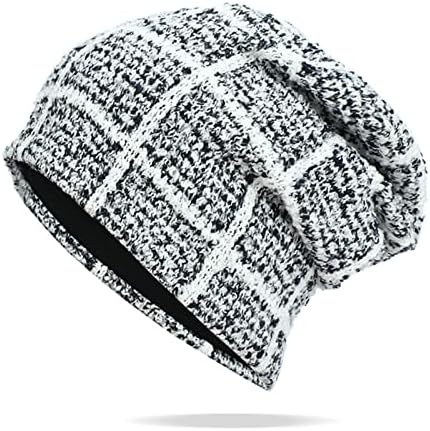 Mens e mulher Plaid Ploid Pullover Hat de Autumn Winter Hat Knit Chap