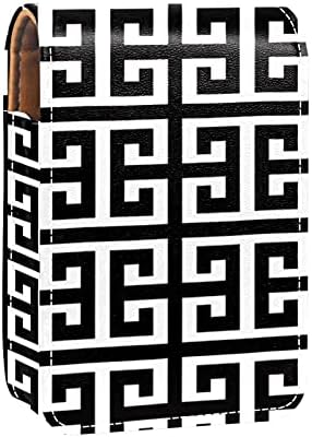 Caixa de batom com tradição espelho Tradição grega Padrão de brilho labial portátil portátil Batom Storage Box Saco de maquiagem Mini Cosmético bolsa de cosméticos segura 3 batom