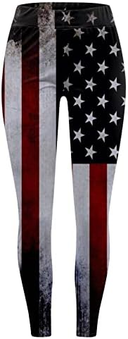 Ruiruilico feminina bandeira americana patriótica leggings 4 de julho do dia da independência Sports ioga leggings de 4 vias de ginástica