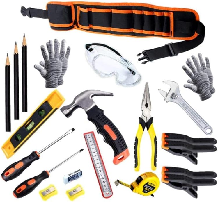 Kit de ferramentas reais para meninos meninas 22 PC, conjunto de ferramentas para as mãos infantis, conjunto de ferramentas