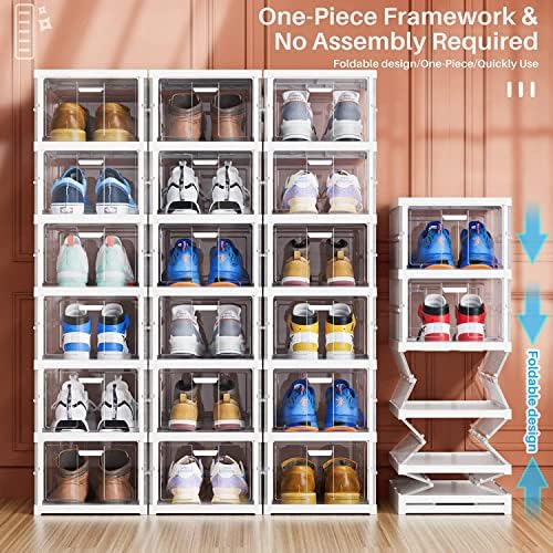 Organizador de calçados Gsiekare 6 Nível, 【【【【Organizador de sapatos de plástico dobrável e sem montagem, tênis, estojo de sapato