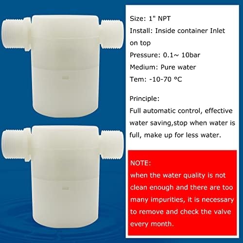 Válvula de flutuação de água, tanque de água de controle de nível de água Upgrade de válvula de flutuação tradicional 2 pcs