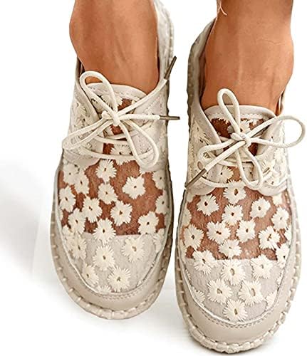 Sapatos planos para mulheres sapatos femininos de renda feminina de renda feminina sapatos de moda casual malha pequena flor