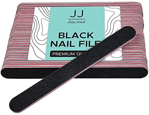 Joyjour 50 PCs Professional Dupla Lides Unhines Placa Emery 80/80 Grit Black Gel Cosmetic Manicure Pedicure