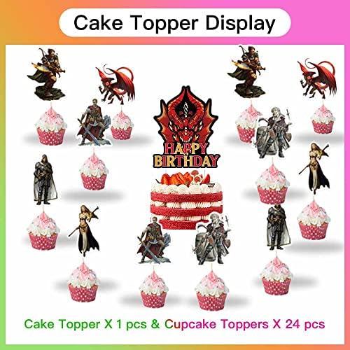 Dungeon of Dragon Party Supplies Decorações Decoração de fundo de bolo de bolo de bolo