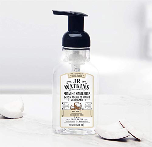 J.R. Watkins espumando sabonete para banheiro ou cozinha, perfumado, EUA Made e Cruelty Free, 9 fl oz, coco, 3 pacote