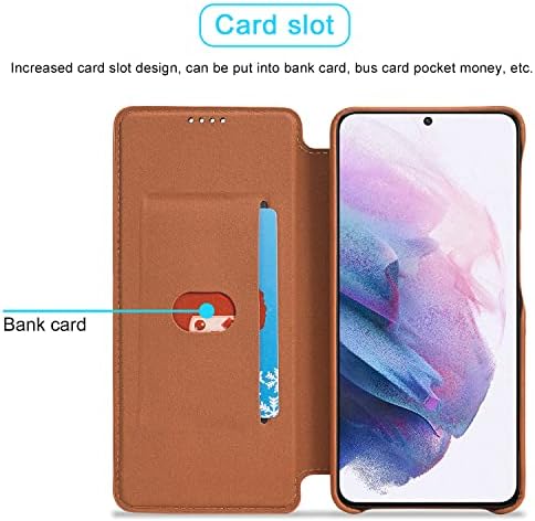Caixa de carteira para Samsung Galaxy S23/S23 Plus/S23 Ultra, capa de telefone magnética de flip de couro vintage com suporte interno de titular de cartas, shell interno à prova de choque, S23 Ultra, Brown