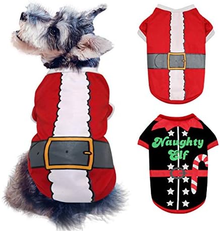 Bwogue 2 pacote Camisas de Natal Camisas de Natal Papai Noel & Elf Fantas