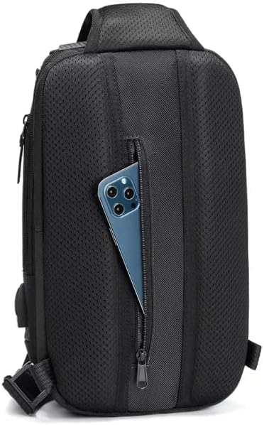 Bolsa de estilingue Cline para homens - bolsa de crossbody masculino com porta de carregador USB - mochila à prova d'água de nylon