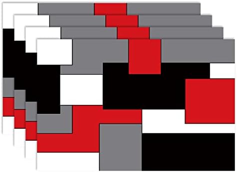 Red cinza preto branco placemats conjunto de 6 placemats geométricos Placemats resistentes a calor não deslizamento Placemats