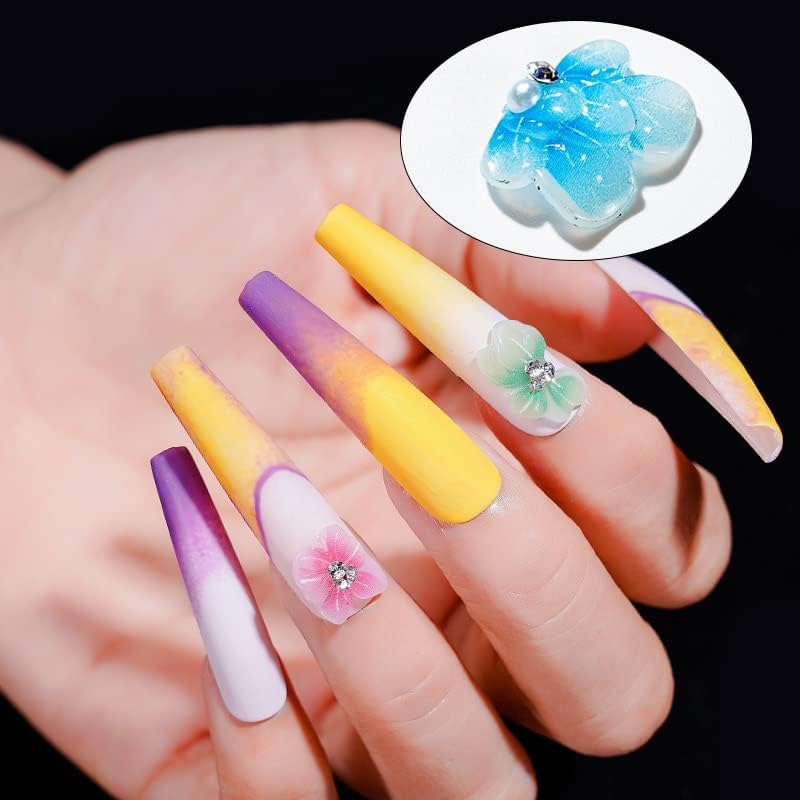 10pcs 3D Decorações de unhas de pétalas com relevo com strass Acessório Jóias de unhas Manicure Flores feitas à mão