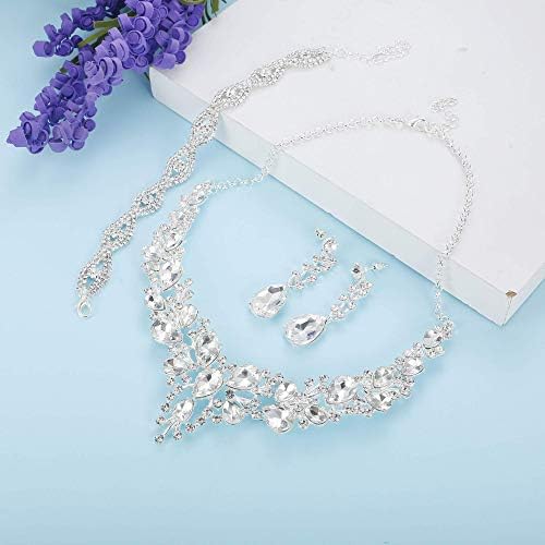 Jóias de jóias de noiva de cristal fasaso para mulheres brindes de colar de strassina Brincôs Brides Wedding Bridesmaid