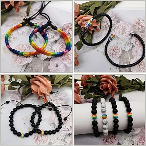 Samoco 1-8pcs arco-íris Pride LGBT Bracelete trançada à mão Bracelete de cordas de amizade para gays e lésbicas LGBTQ