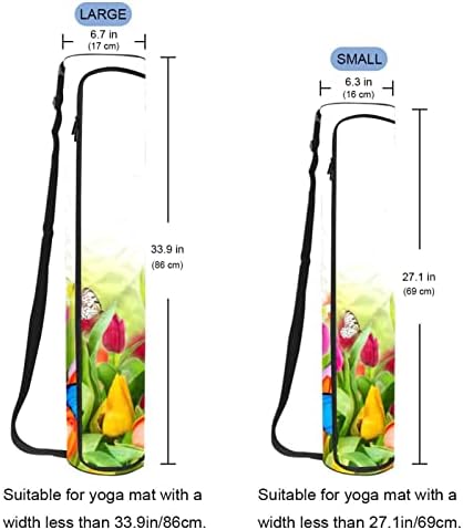 Saco de tapete de ioga ratgdn, flores com borboletas Exercício de ioga transportadora