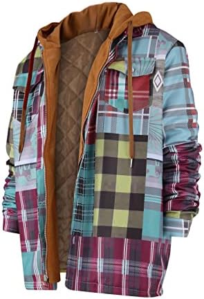 Jackets for Men Men Colled Button Button Down camisa xadrez veludo para manter jaqueta quente com jaquetas de capuz