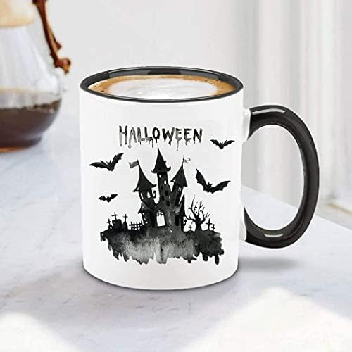 Caneca de café de Halloween do Halloween Ldsinc 2022 canecas de chá de cerâmica, torre sineira e caneca de morcego voador,