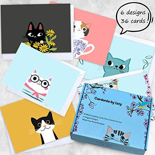 36 Cartões em branco com envelopes - CARTOS BULK CAT BULK CARTS CAIXA DE PARACIONÁRIO Conjunto para todas as ocasiões Agradecedor