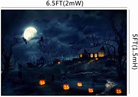 6.5x5ft fotografia de vinil fundo Halloween noite misteriosa árvore fantasma House Housed Grimace Pumpkin Lamps Night Moon Backdrop Kids Photo Retrato Shoot W-4116