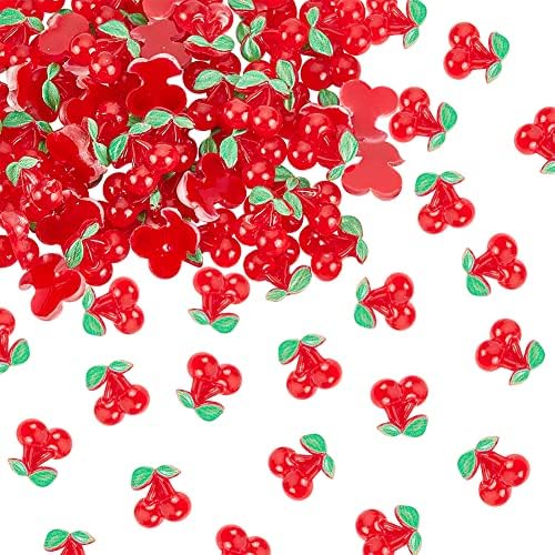Olycraft 100 PCs 3D Cherry Nail Charms Cherry Resin Cabochons Acessórios de decoração de unhas vermelhas para suprimentos de
