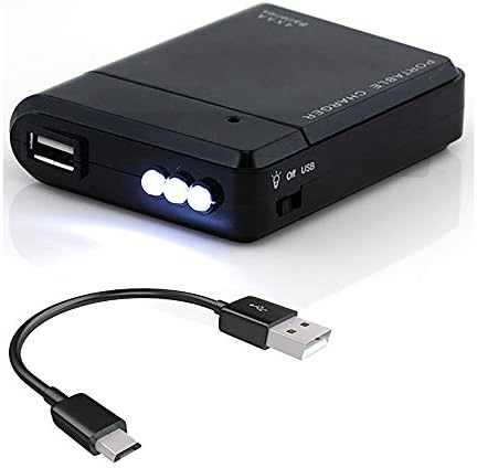 Carregador de viagem de bateria AA portátil Compatível com LG 38WN95C-W e Recharger de emergência com luz LED! [Preto]