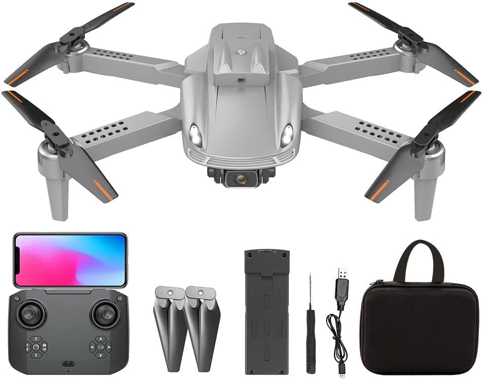 Qiyhbvr drone para crianças adultos com câmera 4K HD FPV, quadro de mini RC dobrável, funções, modo sem cabeça, altitude