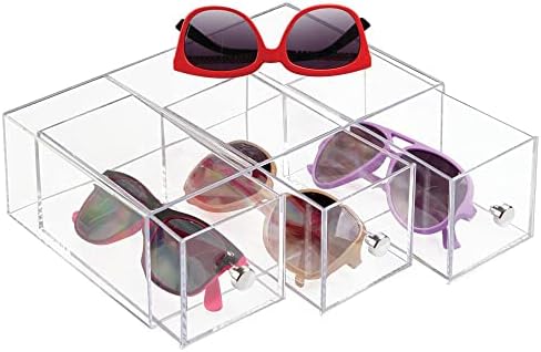 mdesign slim plástico olho de vidro de vidro organizador de caixa de caixa de caixa para óculos de sol, copos de leitura,